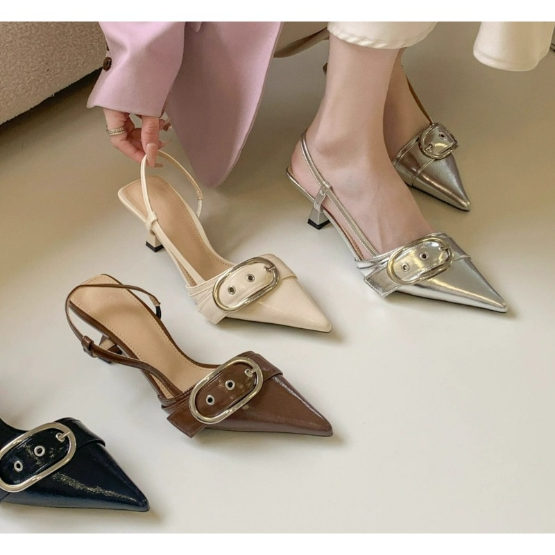 Women Formal Wear For Wedding - รองเท้าส้นสูงหัวแหลมหนังแก้วดีไซน์เนอร์แฟชั่นสไตล์เรโทรใหม่ สวยหรู เซ็กซี่ เหมาะสำหรับงานแต่งงานและงานปาร์ตี้