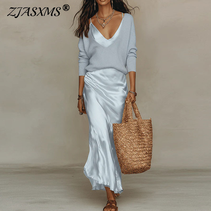 Women Formal Wear For Summer - ชุดเซ็ตสองชิ้นทรงเข้ารูป คอวี ดีไซน์หรูหรา สำหรับใส่ทำงาน ฤดูใบไม้ผลิ 2026