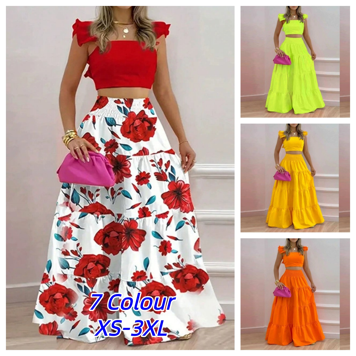 Women Formal Wear For Summer - ชุดเซ็ตกระโปรง Y2k เสื้อผ้าผู้หญิงใหม่ 2026 ฤดูใบไม้ผลิ/ฤดูร้อน เสื้อแขนกุดแบบคอลลาจสุดหรูและเซ็กซี่