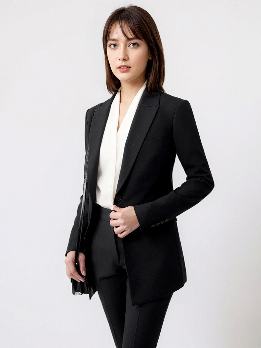 Women Formal Wear Black - ผู้หญิงชุด Blazer กางเกง Office Lady ฤดูใบไม้ร่วงฤดูใบไม้ผลิสวมใส่อย่างเป็นทางการหรูหราสีดํา