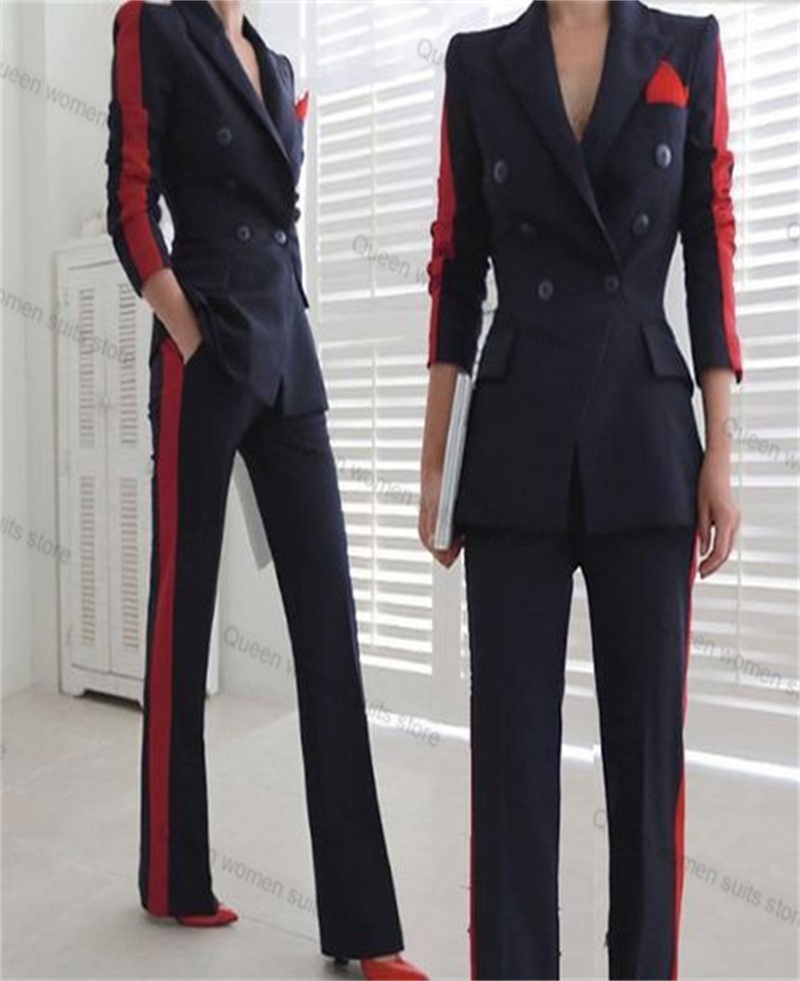 Women Formal Wear Black - สีแดงสีดําฤดูใบไม้ร่วงผู้หญิงชุด 2 ชิ้นเสื้อ + กางเกงสํานักงานอย่างเป็นทางการ Lady