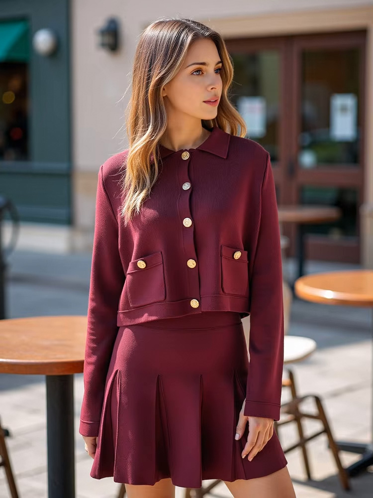ชุดเซ็ตกระโปรงสีแดงถักนิตติ้งส - Women Formal Wear For Summer บทวิจารณ์และราคา