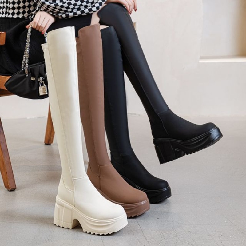 รองเท้าบูทส้นหนาสูงถึงเข่าสำหร - Formal Women'S Wear บทวิจารณ์และราคา