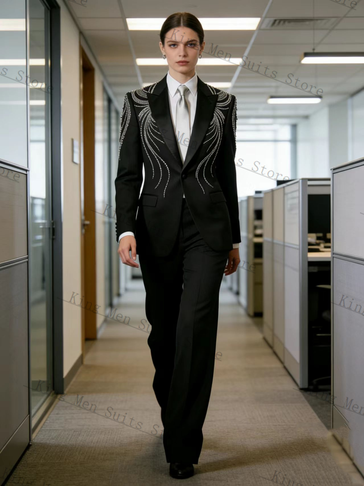 ชุดสูทผู้หญิงสีดำ 2 ชิ้น เสื้อ - Women Formal Wear Black บทวิจารณ์และราคา