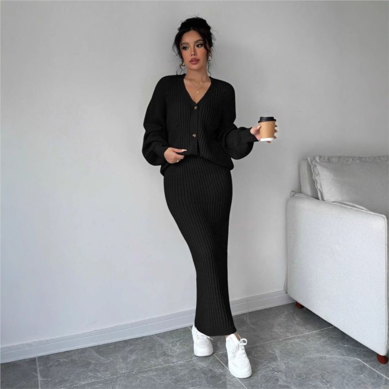 ชุดเซ็ตสองชิ้น เสื้อไหมพรมถักแ - Women'S Formal Wear Cardigan บทวิจารณ์และราคา