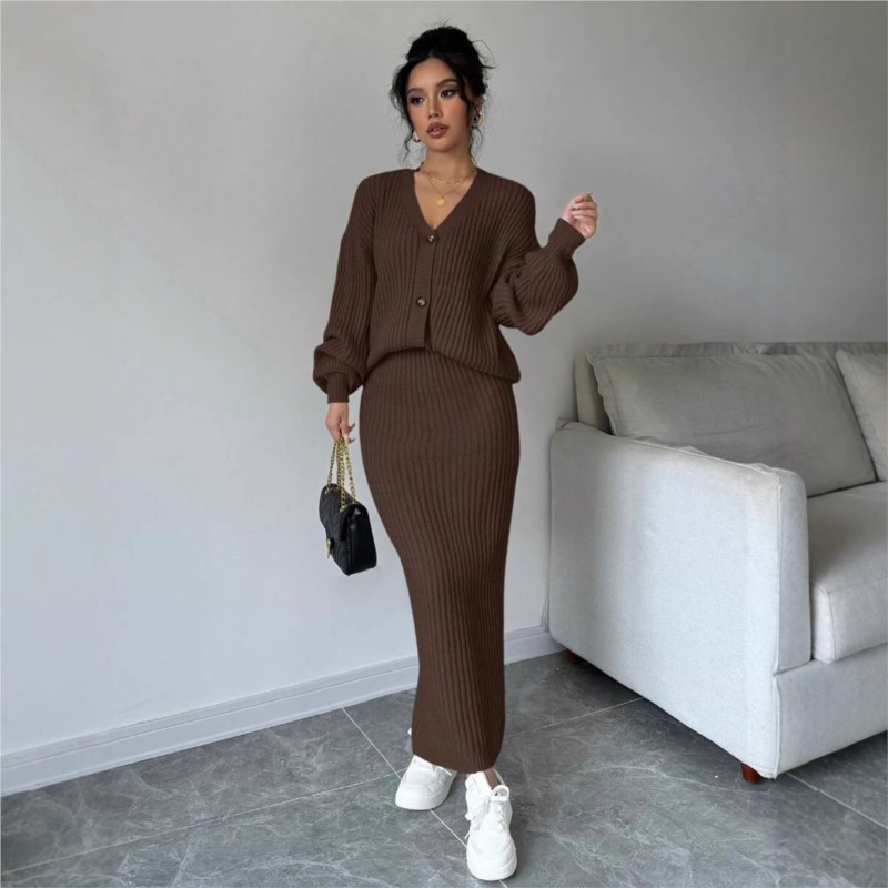 ชุดเซ็ตสองชิ้น เสื้อไหมพรมถักแ - Women'S Formal Wear Cardigan บทวิจารณ์และราคา
