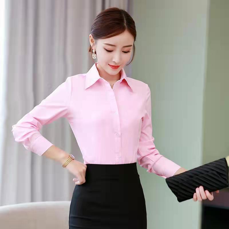 เสื้อเชิ้ตเกาหลีสีดำขาวทรงสลิม - Women Formal Wear Black บทวิจารณ์และราคา