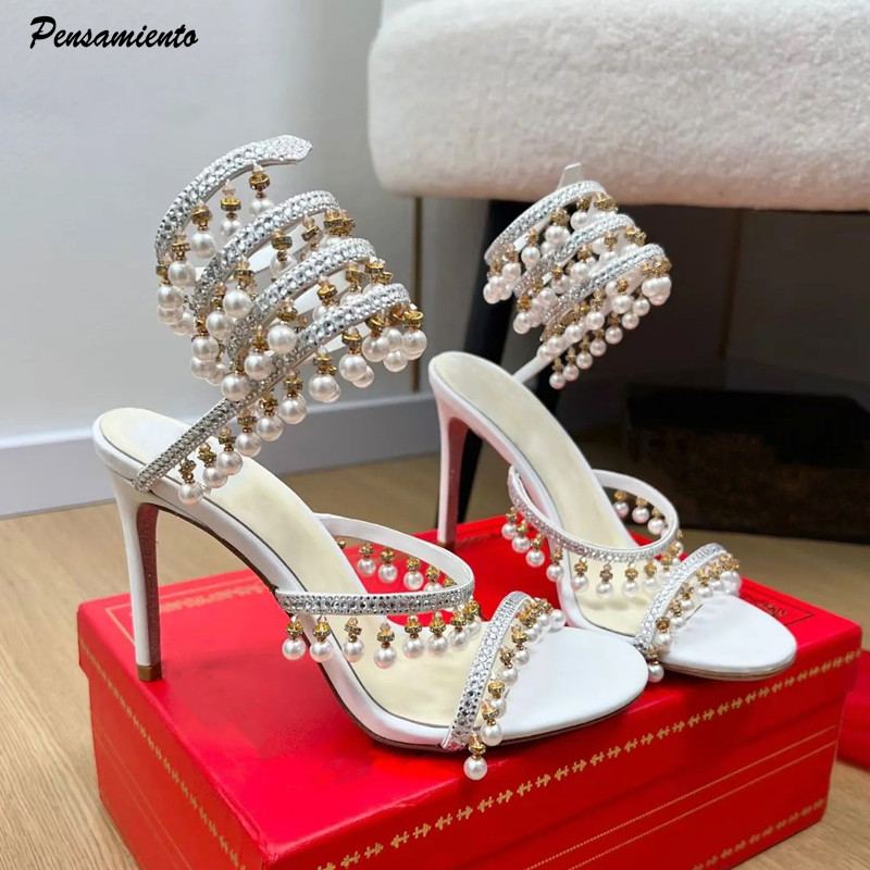 รองเท้าส้นสูงประดับมุกและคริสต - Women Formal Wear For Wedding บทวิจารณ์และราคา