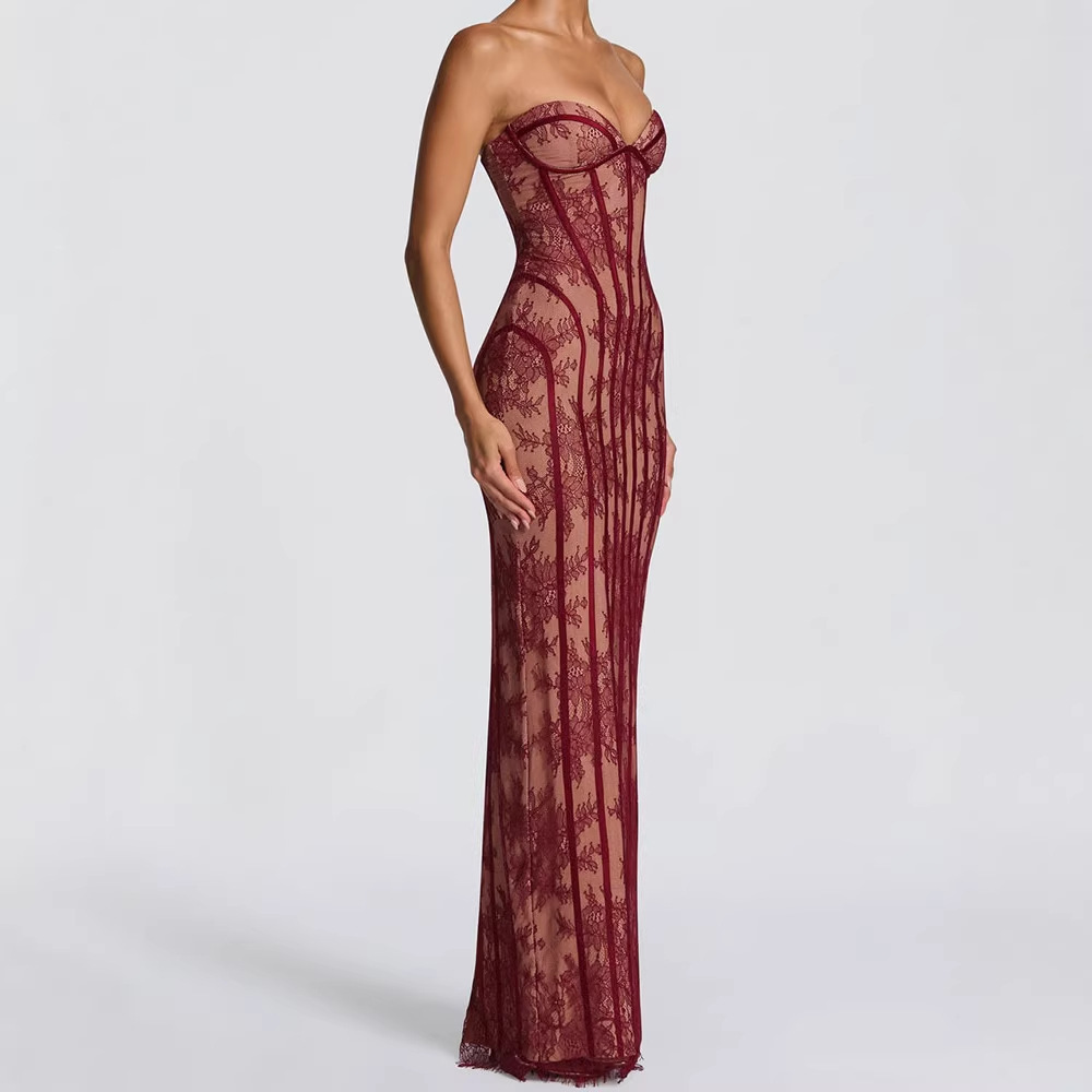 เดรสยาวทรงบอดี้คอนแบบไร้สายสำห - Formal Women'S Wear บทวิจารณ์และราคา