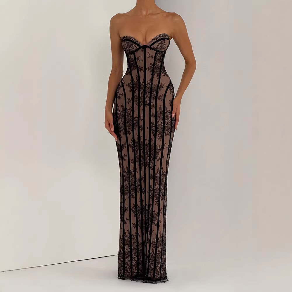 เดรสยาวทรงบอดี้คอนแบบไร้สายสำห - Formal Women'S Wear บทวิจารณ์และราคา